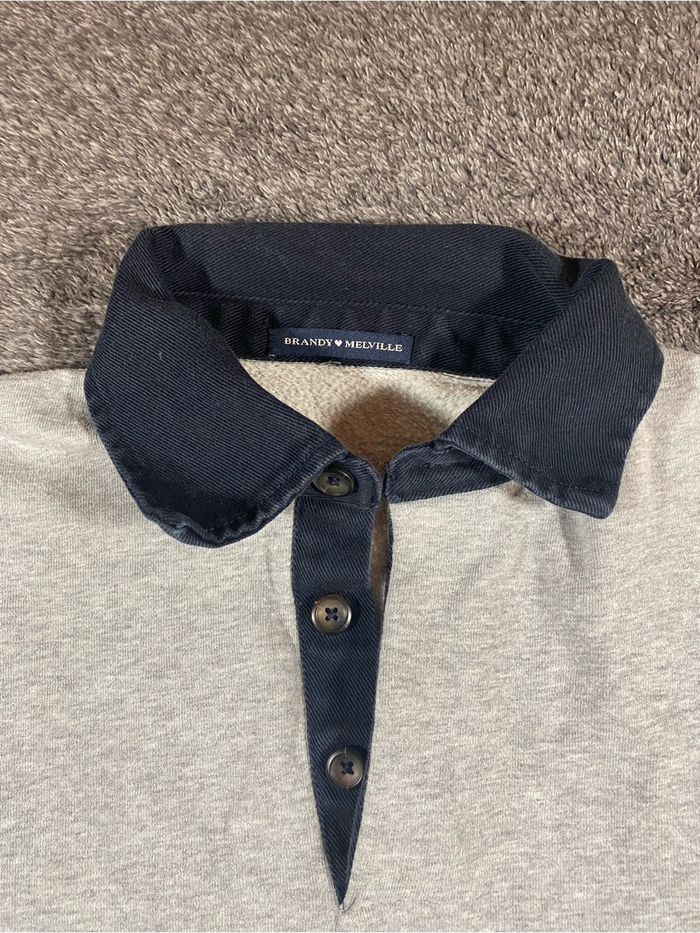 Brandy Melville Gray Sweatshirt with Black Collar - Picture 2 of 3